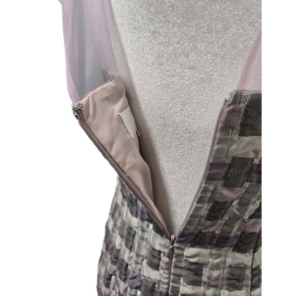 MIKAEL AGHAL Lilac Plaid Mesh Yoke Sheath Dress Womens Size 4 NEW - Picture 3 of 7